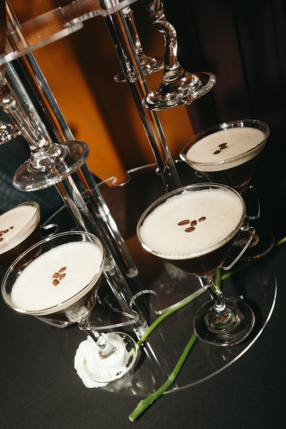 Complimentary espresso martini tower